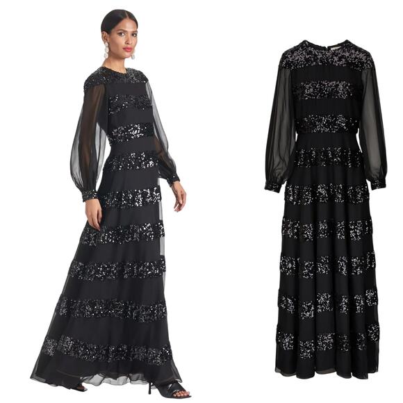Sachin + Babi Dresses & Skirts - Sachin + Babi Brenda Sequin Striped Gown Size 0 NWT $1095 Long Sleeve Formal